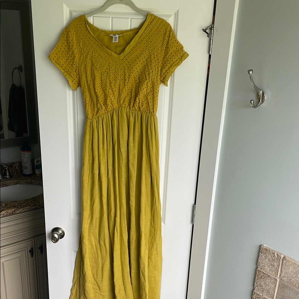 Yellow Eyelet Maxi Dress